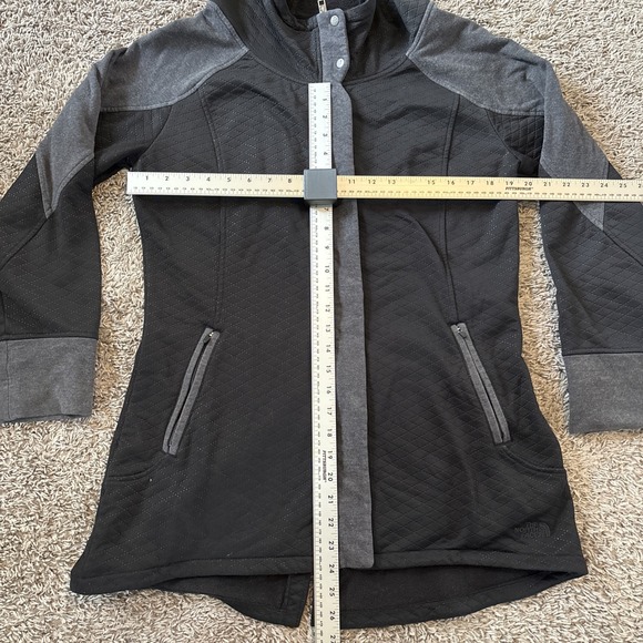 THE NORTH FACE Womens ReCOVER UP Fleece Hooded Jacket Coat BLack Gray Large L - Picture 5 of 8